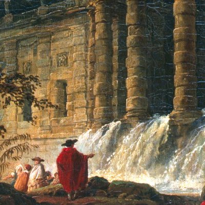 Cascade tombant entre deux terrasses au milieu d’une colonnade (version de Saint-Petersbourg) - Robert