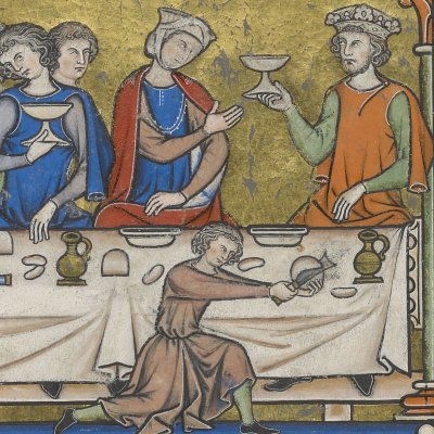 Mikal returns to David & Abner dies (Maciejowski Bible, fol. 37v°)