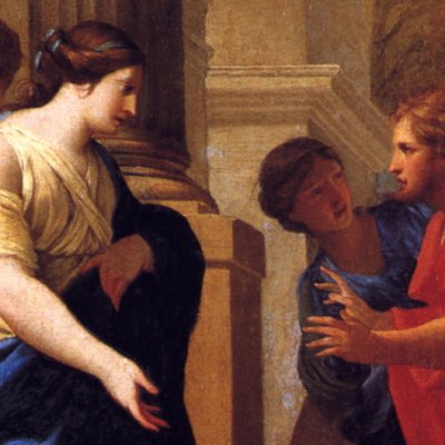 Poliphile ayant choisi la porte d’Amour est accueilli par Philtronia (Songe de Poliphile) - Le Sueur