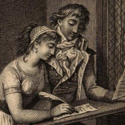 Valmont dicte sa lettre à Cécile (Les Liaisons dangereuses, 1796 fig12) - Gérard