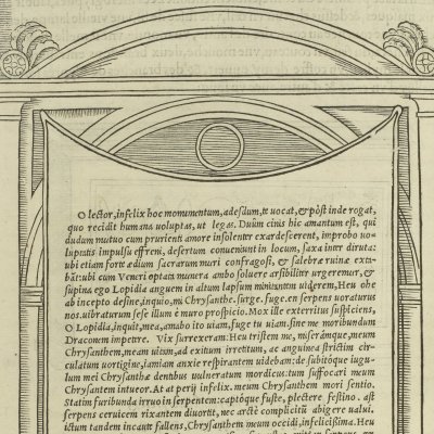 L’épitaphe de Lopidia (Songe de Poliphile, 1546, F96v) - Jean Goujon