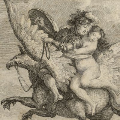 Roger délivre Angélique de l’orque (Rol. furieux Brunet 1775, ch10) - Cochin
