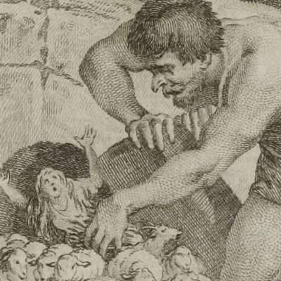 Noradin fuit l’ogre, qui attrape Lucine (Roland furieux Brunet 1776, ch17) - Cochin