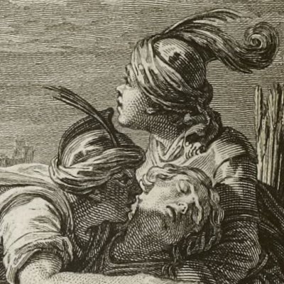 Cloridan et Médor auprès de Dardinel (Roland furieux Brunet 1776, ch18) - Moreau