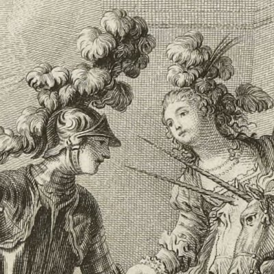 Roger rencontre les dames aux licornes (Roland furieux 1775 ch6) - Eisen