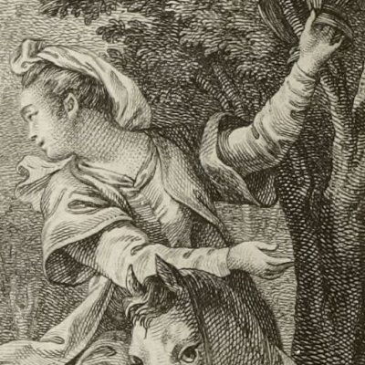 Angélique fuit Roland et Ferragus (Rol. furieux Brunet 1776, ch12) - Cochin