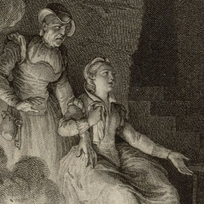 Roland découvre Isabelle dans la grotte (Roland furieux Brunet 1775, ch12) - Moreau