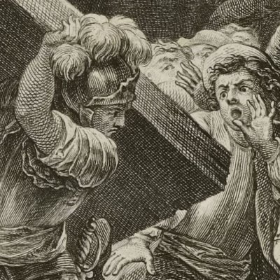 Roland écrase les brigands avec la table (Rol. fur. Brunet 1776, ch13) - Cochin