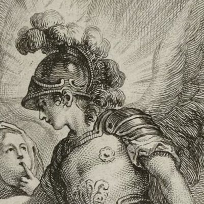 Saint Michel demande à Silence de guider Renaud (Roland furieux Brunet 1776 ch14) - Cochin