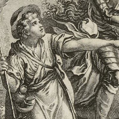 Un berger indique sa route à Bradamante (Roland furieux, Paris Brunet 1776, ch32) - Monnet