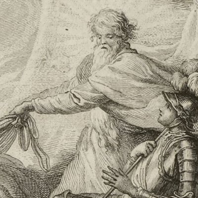 Jean emmène Astolphe sur le char d’Élie (Roland furieux Brunet 1776, ch34) - Monnet