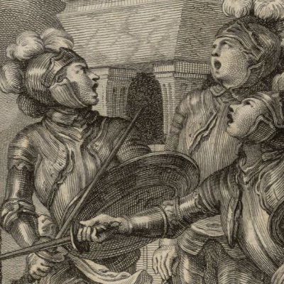 Roger perce un cyprès de son glaive (Roland furieux Laporte 1783, ch36) - Cochin