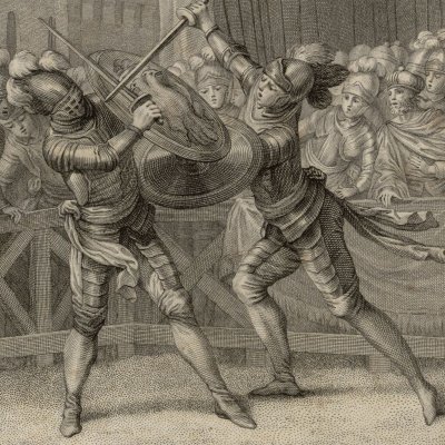 Roger combat Bradamante pour Léon (Roland furieux Laporte 1783, ch45) - Cochin