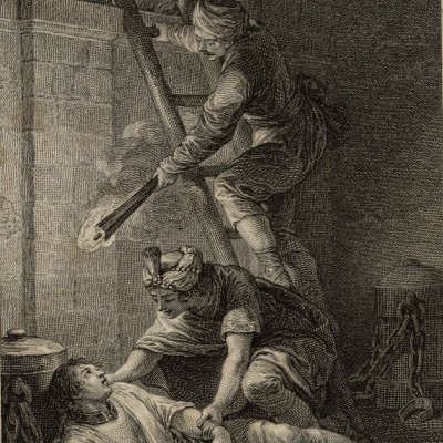 Léon délivre Roger de Théodora (Roland furieux Laporte 1783, ch45) - Cochin