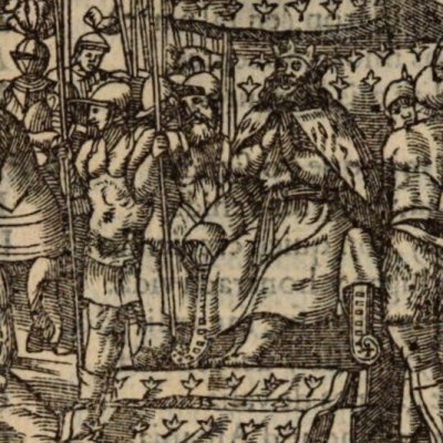 La fausse Guenièvre. Renaud tue Polinesse (Roland furieux, Anvers Nucio 1554, ch5)