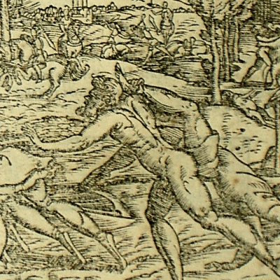 Folie de Roland ; combats pour Durandal (Roland furieux Valvassori 1566, ch24)