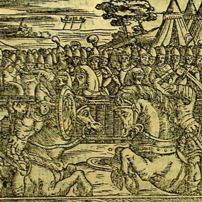 Mandricard tué par Roger (Roland furieux Valvassori 1566, ch30)