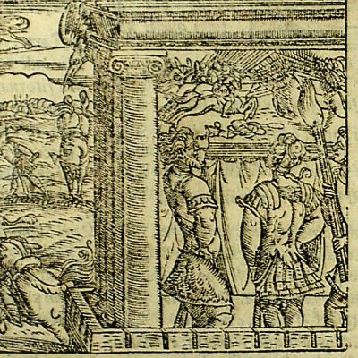 Bradamante au château de Tristan (Roland furieux Valvassori 1566, ch33)