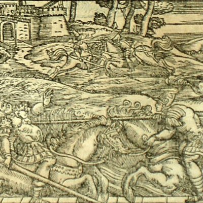 Bradamante's battles (Roland furieux Valvassori 1566, ch35)