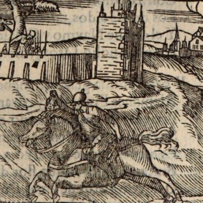 Orrile sans tête poursuit Astolphe (Roland furieux, Anvers Nucio 1558, ch15)