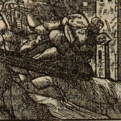 Rodomont & Roland sur le pont (Roland furieux, Anvers Nucio 1554, ch29)