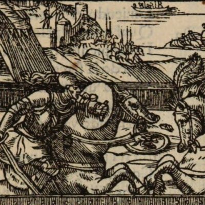 Roger contre Mandricard (Roland furieux, Anvers Nucio 1554, ch30)