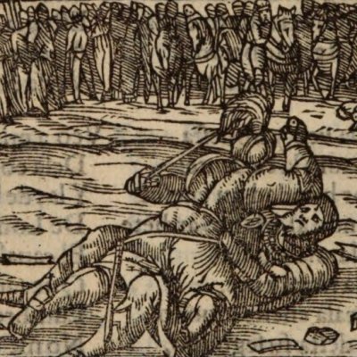 Roger tue Rodomont (Roland furieux, Anvers Nucio 1554, ch46)