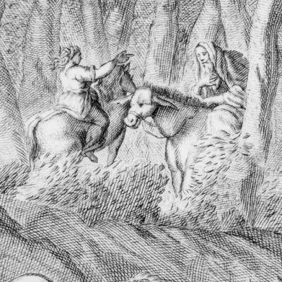 Renaud & Sacripant arrêtés par un valet (Roland furieux Venise Zatta 1776, ch2)