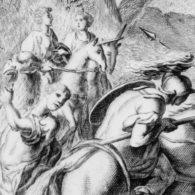 Roger combat pour les dames aux licornes (Roland furieux Venise Zatta 1776 ch7)