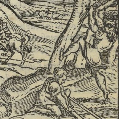 Zerbin affronte Hermonides pour Gabrine (Roland furieux, Valgrisi, 1560, ch21)
