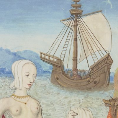 Ariane à Naxos (Epîtres d’Ovide, trad. Saint-Gelais, Fr 874, F179v)