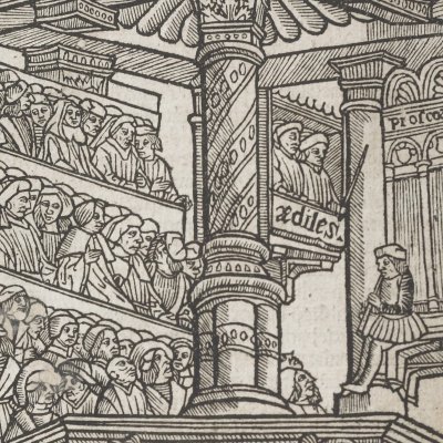 Outside the theater (Terence, Comedies, Trechsel, 1493)