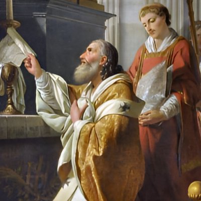 Saint Ambrose presenting the letter from Emperor Theodosius to God - Lagrenée