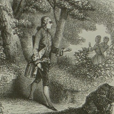 Saint-Preux entre dans le bois (Nouvelle Héloïse, Barbier 1845 LI14) - 