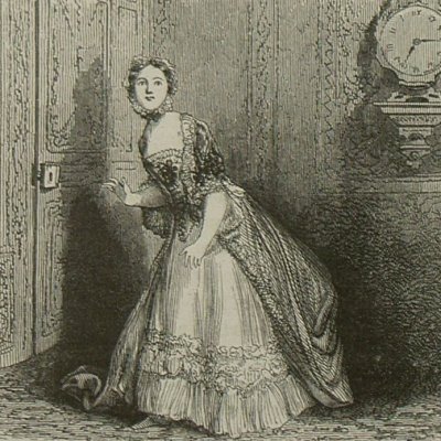 Claire écoute à la porte (Nouvelle Héloïse, Barbier 1845 LI62) - Wattier