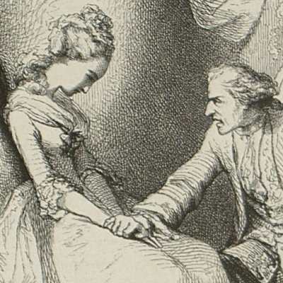 M. d’Étange supplie Julie (Nouvelle Héloïse, Barbier 1845 fig20) - Johannot