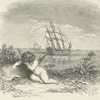 Putto pleurant le départ de Saint-Preux (Nouvelle Héloïse, Barbier 1845 LIII26) - Wattier
