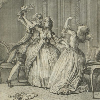 Julie brutalisée par son père (Nouvelle Héloïse, OC 1788 fig2) - Moreau