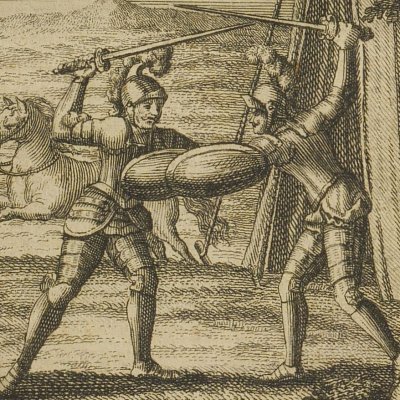 Ferragus contre l’Argail (Roland l’amoureux trad. Lesage 1717 fig.2)