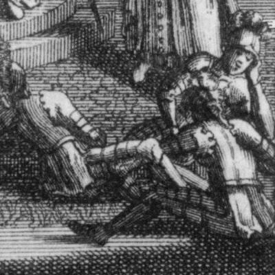 Mandricart réclame à Andronie les armes d’Hector (RolAm trad Lesage 1717 fig.17)