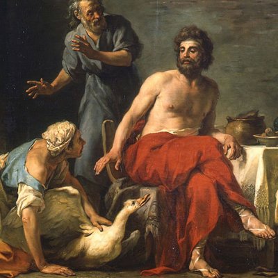 Philemon and Baucis giving hospitality to Jupiter and Mercury - Restout