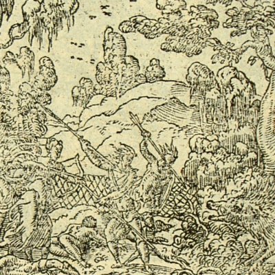 Méléagre tue le grand sanglier (Métamorphose Lyon 1557) - Bernard Salomon