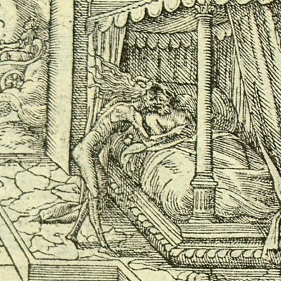 Cérès envoie la Faim affamer Erysichthon (Métamorphose Lyon 1557) - B. Salomon
