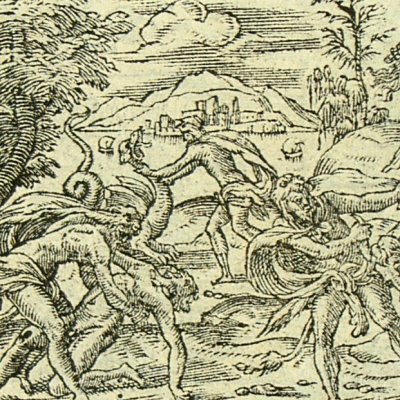 Hercule et Achéloüs (Métamorphose Lyon 1557) - Bernard Salomon