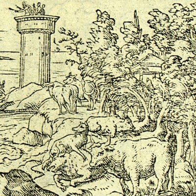 Un loup mué en marbre (Métamorphose Lyon 1557) - Bernard Salomon