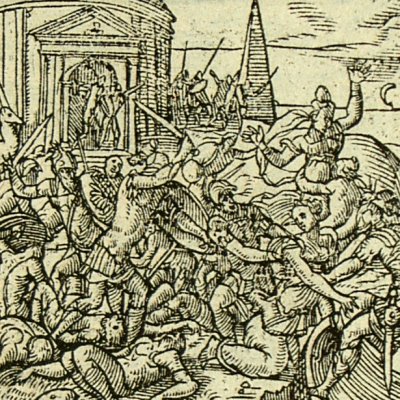 La mort d’Hécube (Métamorphose Lyon 1557) - Bernard Salomon