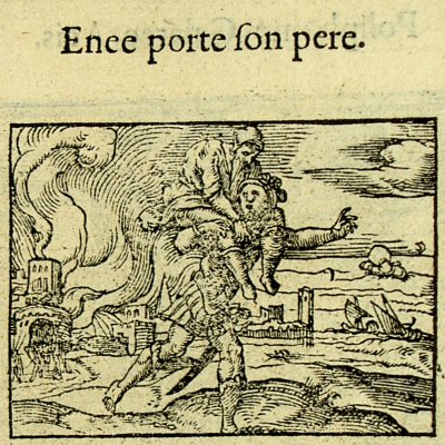 Énée porte son père (Métamorphose Lyon 1557) - Bernard Salomon