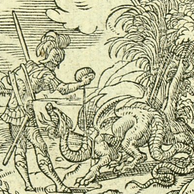 Jason defeats the dragon (Métamorphose Lyon 1557) - Bernard Salomon