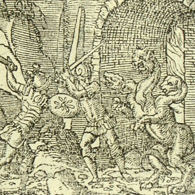 Hercule et Cerbère (Métamorphose Lyon 1557) - Bernard Salomon