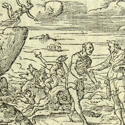Érysichthon se mange (Métamorphose Lyon 1557) - Bernard Salomon